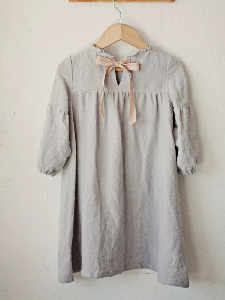 Girls Nordic Linen Dress - Sweet Belgium Imported Autumn
