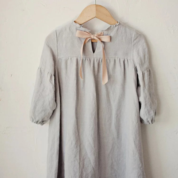 Girls Nordic Linen Dress - Sweet Belgium Imported Autumn