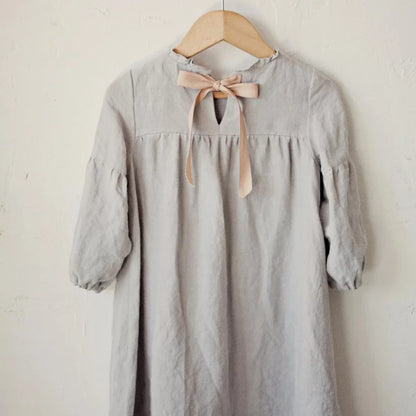 Girls Nordic Linen Dress - Sweet Belgium Imported Autumn