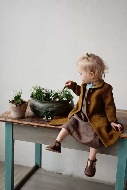 Linen Girls Trench Coat - Hand-Embroidered Ins-Style Jacket, 3 Lengths