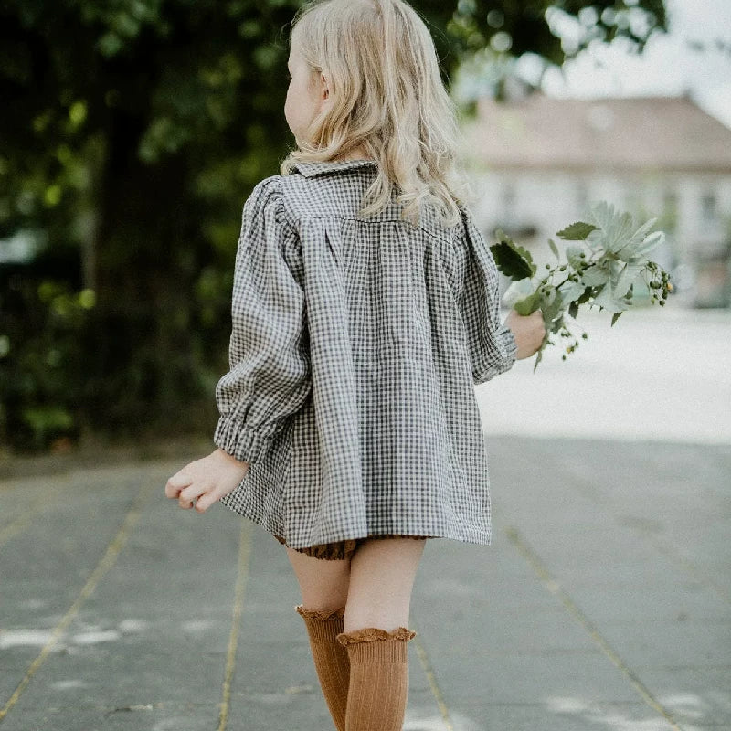 Antibacterial Linen Peter-Pan Collar Shirt - Sweet Long-Sleeve Top