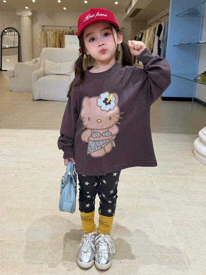 Girls Sweatshirt & Leggings Set - Sweet Casual Autumn Two-Piece