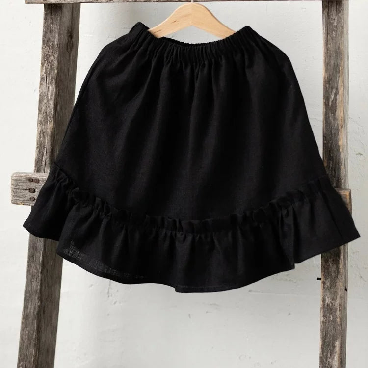 Girls Nordic Linen Top & Skirt Set - Belgium Imported