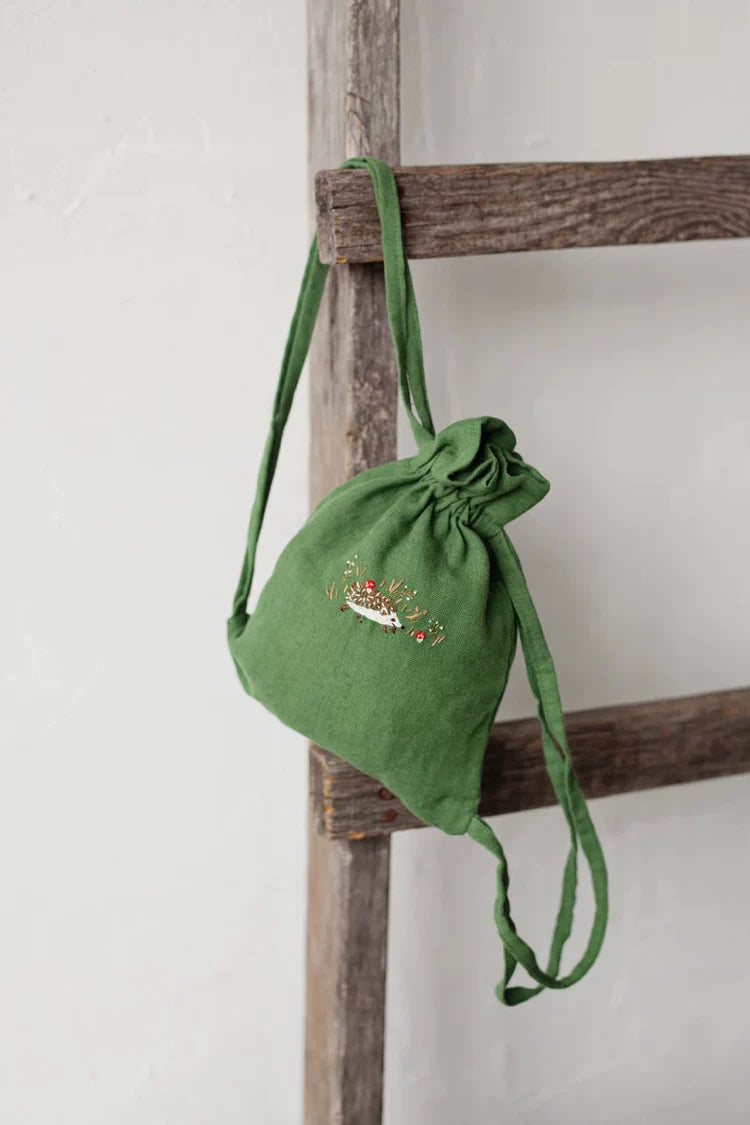 Linen Kids Backpack - Embroidered Animal Daypack, 2 Sizes