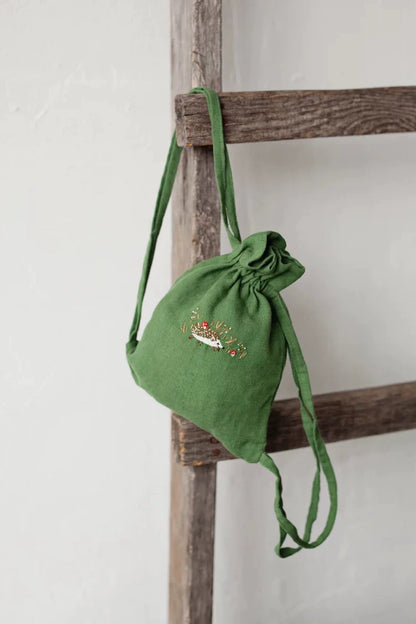 Linen Kids Backpack - Embroidered Animal Daypack, 2 Sizes