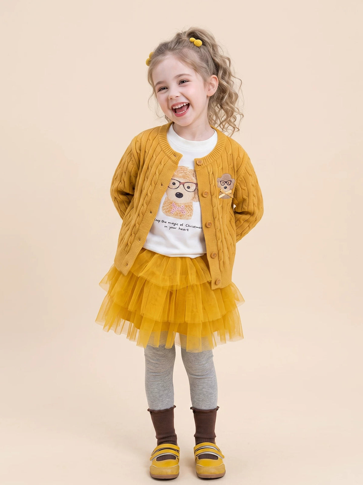 Girls Cardigan, Top & Culotte Set - Sweet Knit Three-Piece