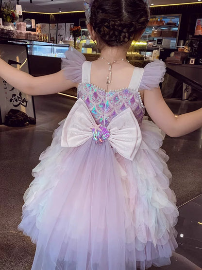 Girls Lolita Jumper Skirt - Puffy Princess Dress with Hair Clip