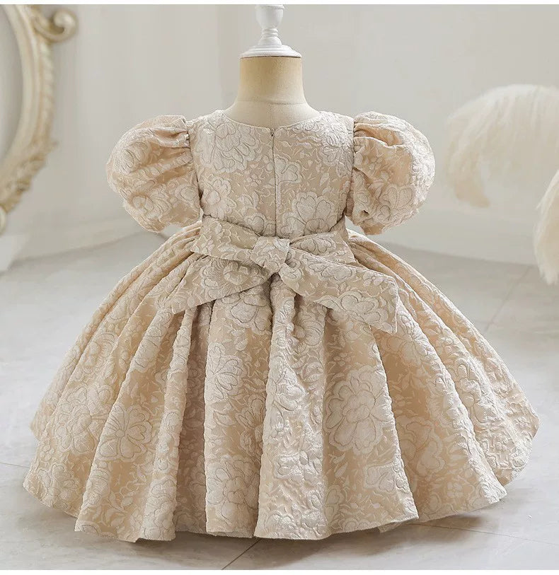Puff Sleeve Bow Princess Dress - Floral Party Dress