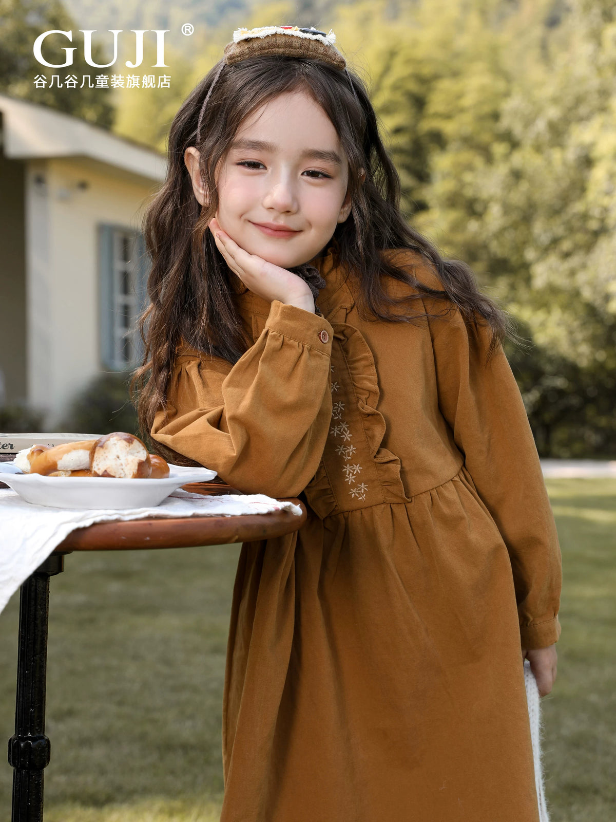 Girls Cotton A-Line Dress - Long-Sleeve Casual Princess Skirt