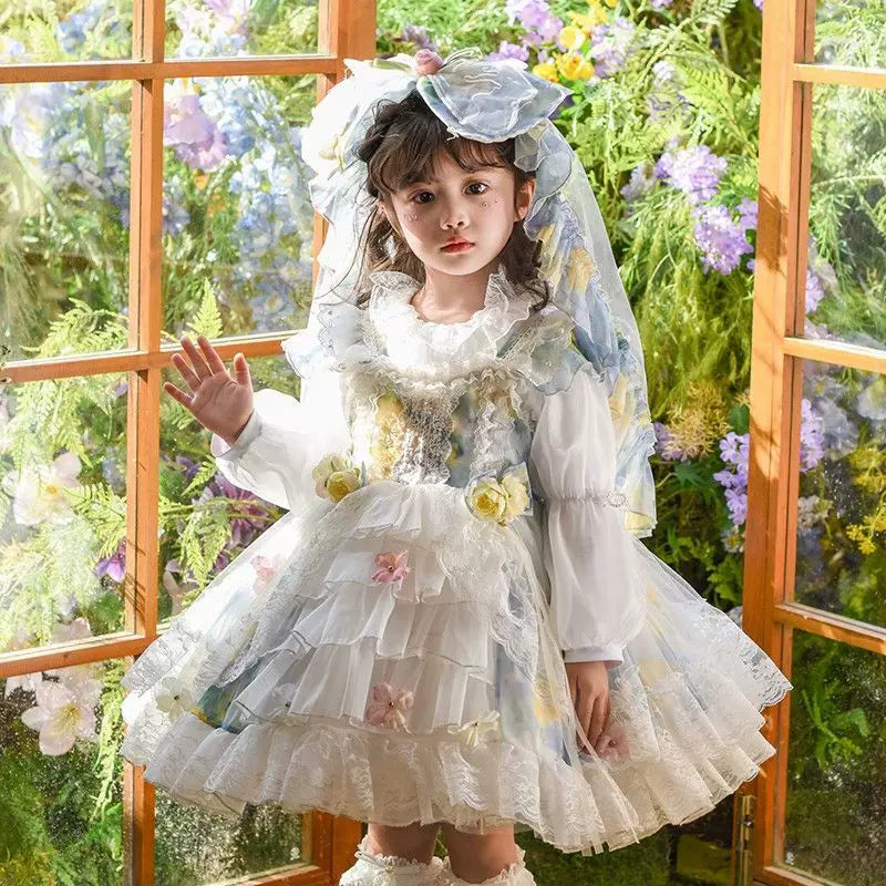 Girls Flower-Fairy Lolita Dress - Jumper Dress with Train & Base Top Options