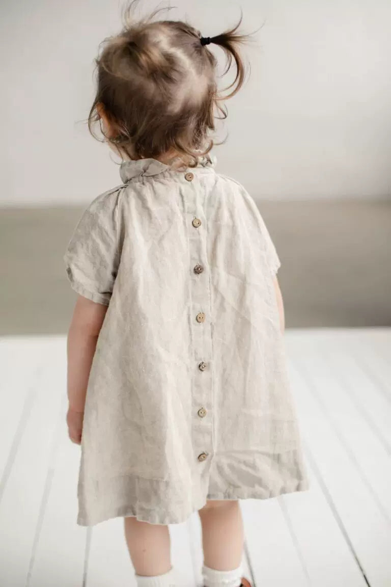 Girls Lithuania Alice Linen Dress - Short-Sleeve Nordic Style