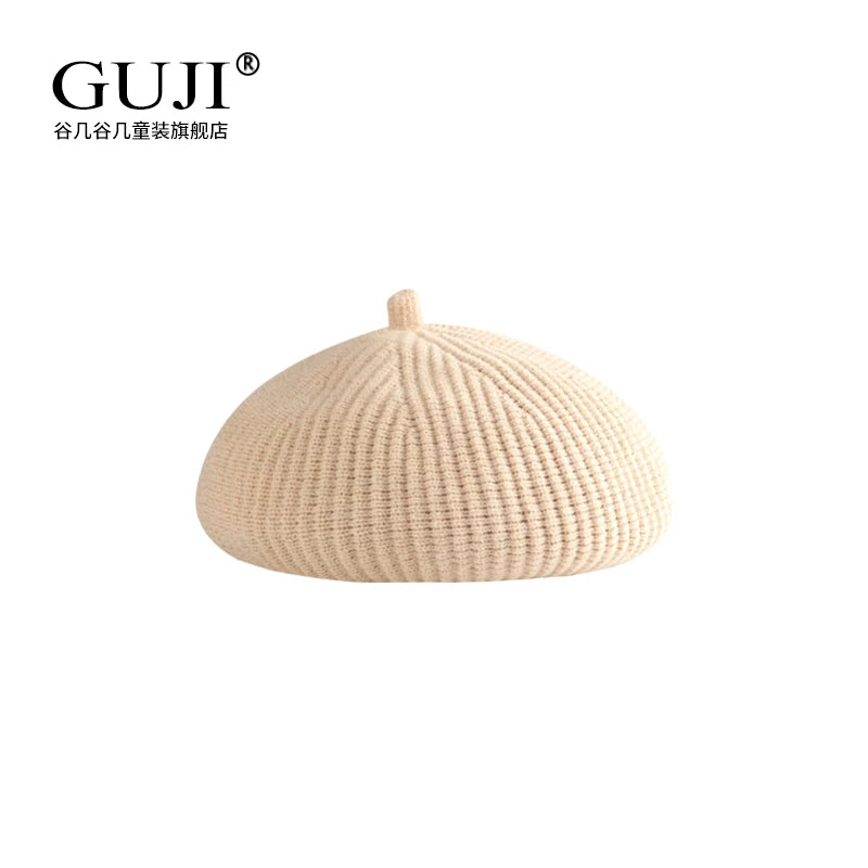 Girls Beret Hat - Wool / Pearl / Knit Artist Cap, 2 Sizes