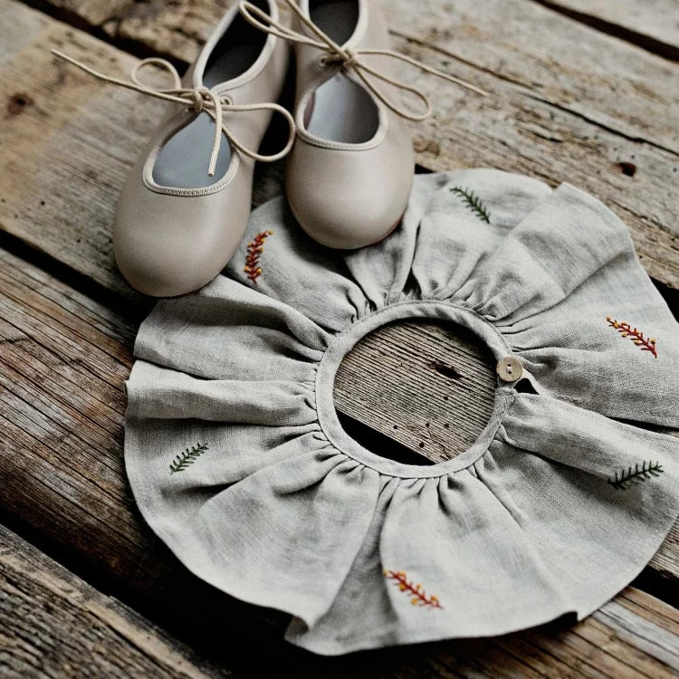 Girls Pure Linen Dress - Big-Love Series Embroidered Autumn