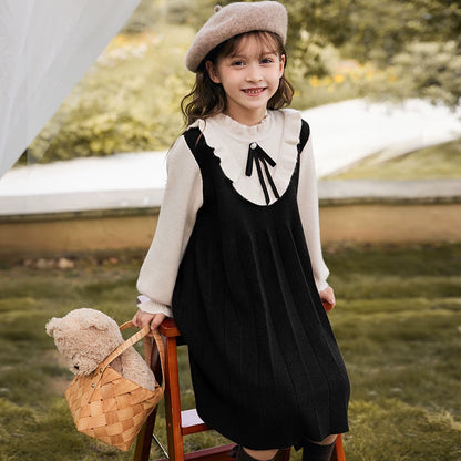 Girls Thick Knit Sweater Dress - Preppy Princess Autumn Winter