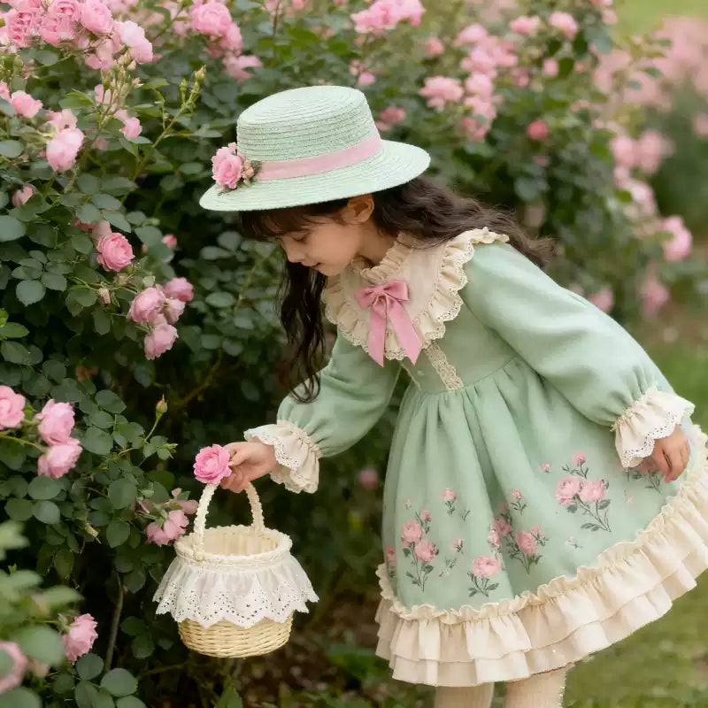 Girls Court-Style Lolita Dress - Sweet Green Birthday Puffy Gala Gown