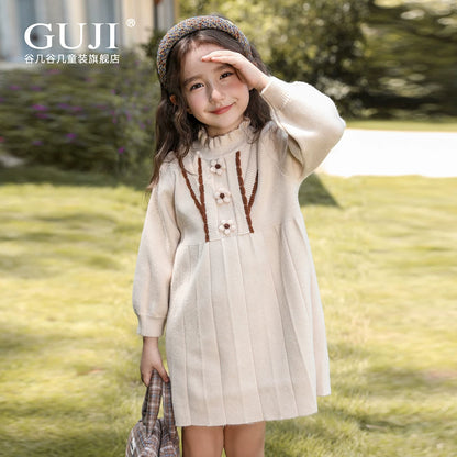 Girls Knit Sweater Dress - Preppy Princess Midi, Soft & Thick