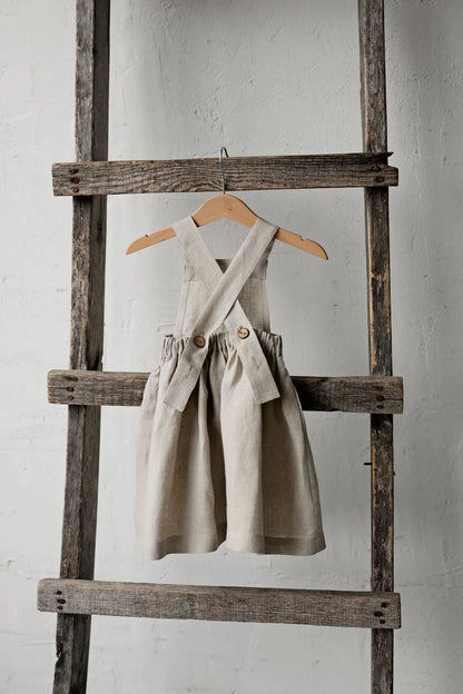 Alice Linen Pinafore Dress - Cute Embroidered Jumper Dress