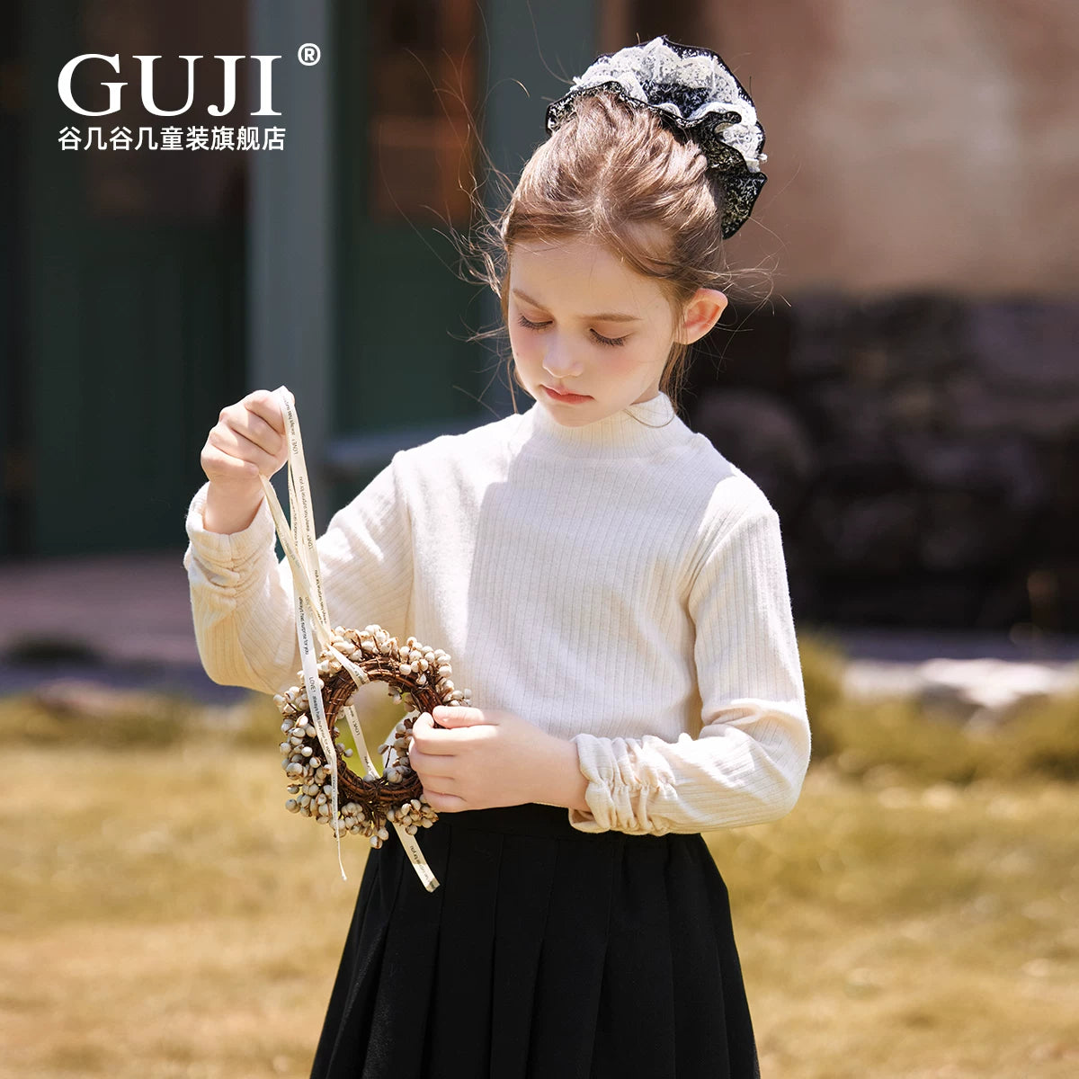 Girls Half-High-Neck Base Layer Top - Warm Autumn Long Sleeve