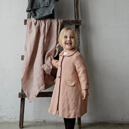 Girls Nordic Linen Jacket - Smoky Pink Autumn Coat