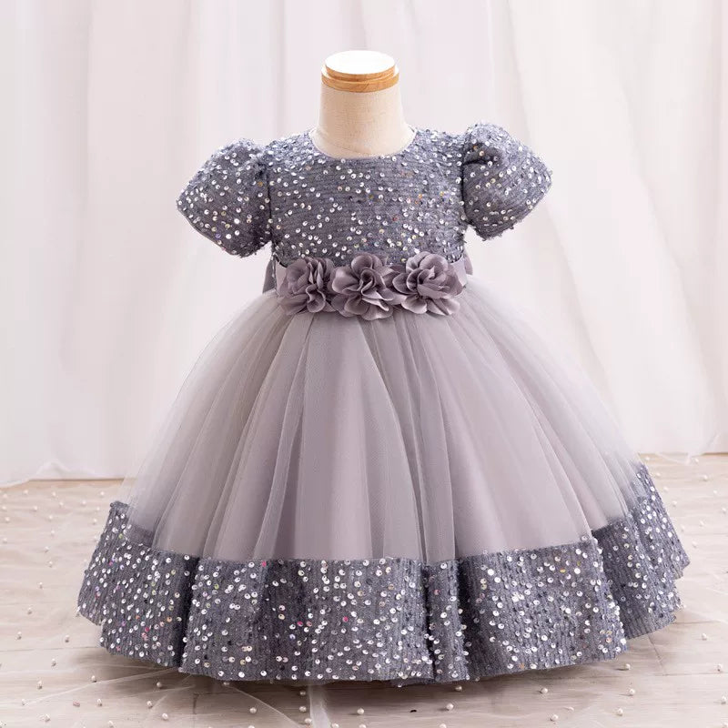 Puff Sleeve Bow Princess Dress - Floral Party Dress