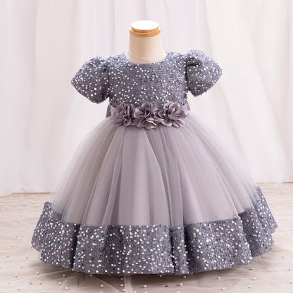 Puff Sleeve Bow Princess Dress - Floral Party Dress