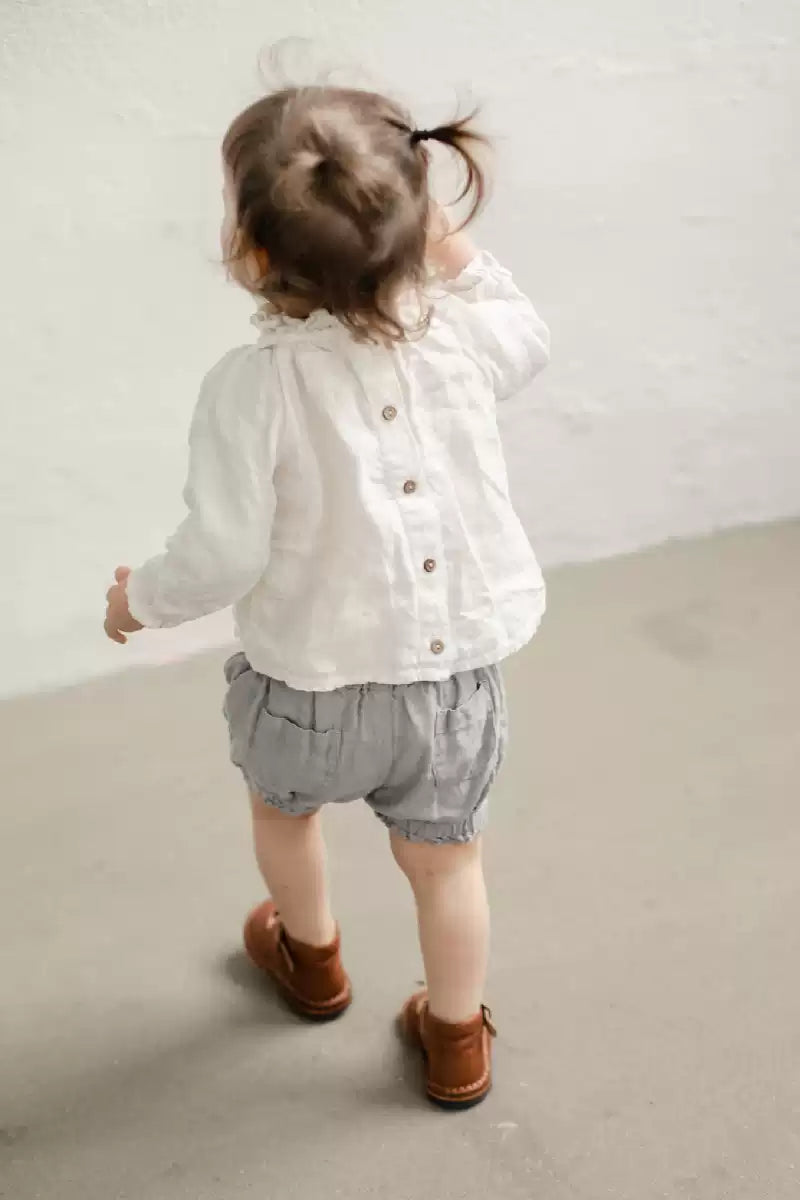 Alice Linen Princess Shirt - Lace-Collar Embroidered Blouse
