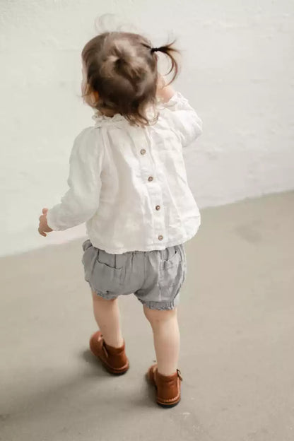 Alice Linen Princess Shirt - Lace-Collar Embroidered Blouse