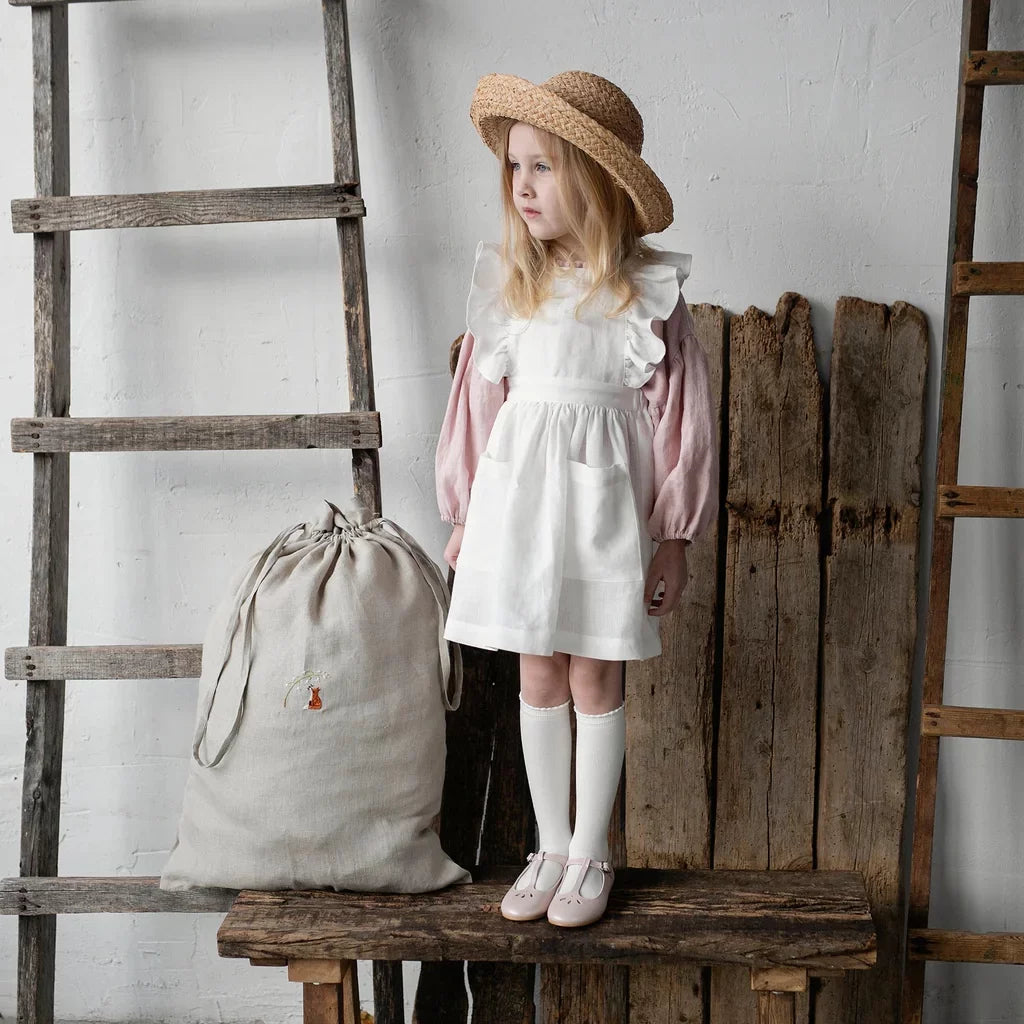 Girls Nordic Pure Linen Dress - Big-Love Series Long Sleeve