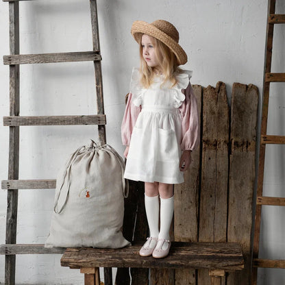Girls Nordic Pure Linen Dress - Big-Love Series Long Sleeve