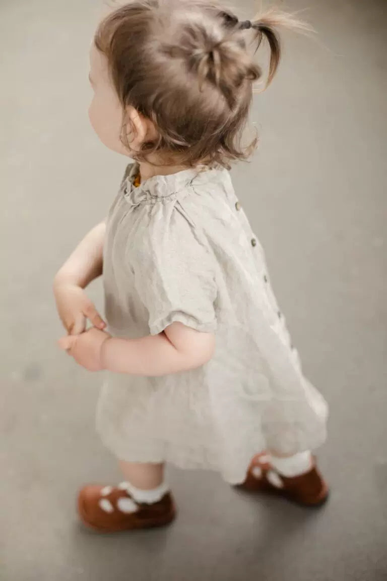 Girls Lithuania Alice Linen Dress - Short-Sleeve Nordic Style