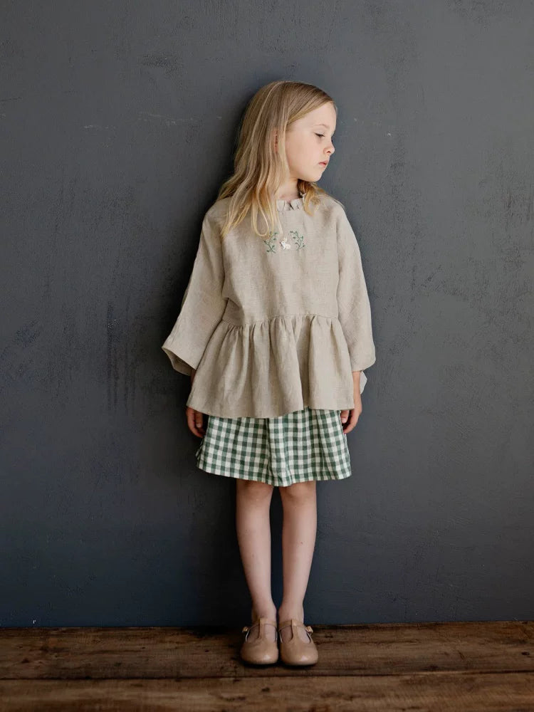 Girls Hand-Embroidered Linen Dress - Belgium Imported New Season