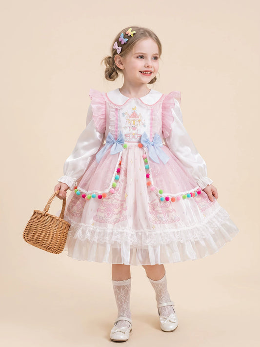 Girls Lolita Tulle Cake Dress - Puffy Princess Dress in Soft Pink