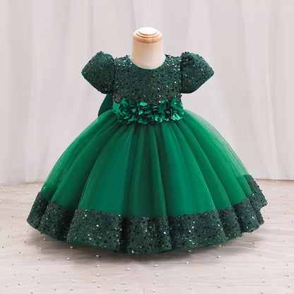 Puff Sleeve Bow Princess Dress - Floral Party Dress