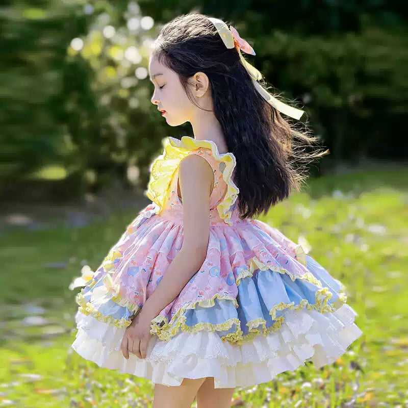 Girls Court-Style Lolita Dress - Pink Puffy Birthday Princess Gown
