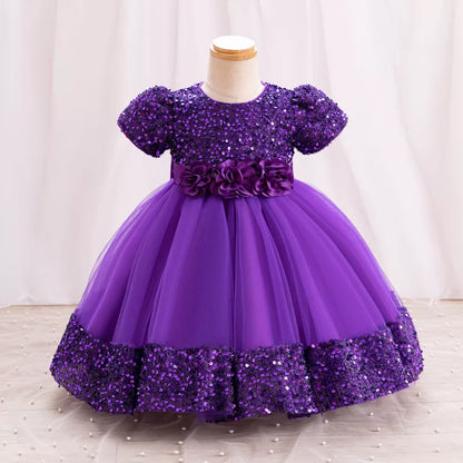 Puff Sleeve Bow Princess Dress - Floral Party Dress