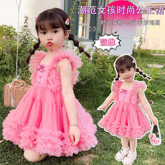 Girls Tulle Tutu Dress - Waist-Defined Puffy Princess Dress