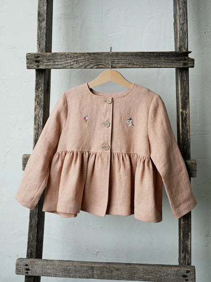 Girls Nordic Linen Shirt & Pants Set - Belgium Imported Autumn Two-Piece