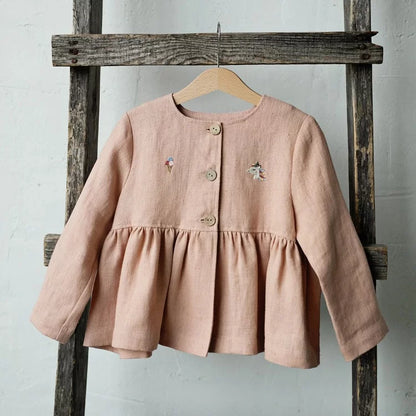 Girls Nordic Linen Shirt & Pants Set - Belgium Imported Autumn Two-Piece