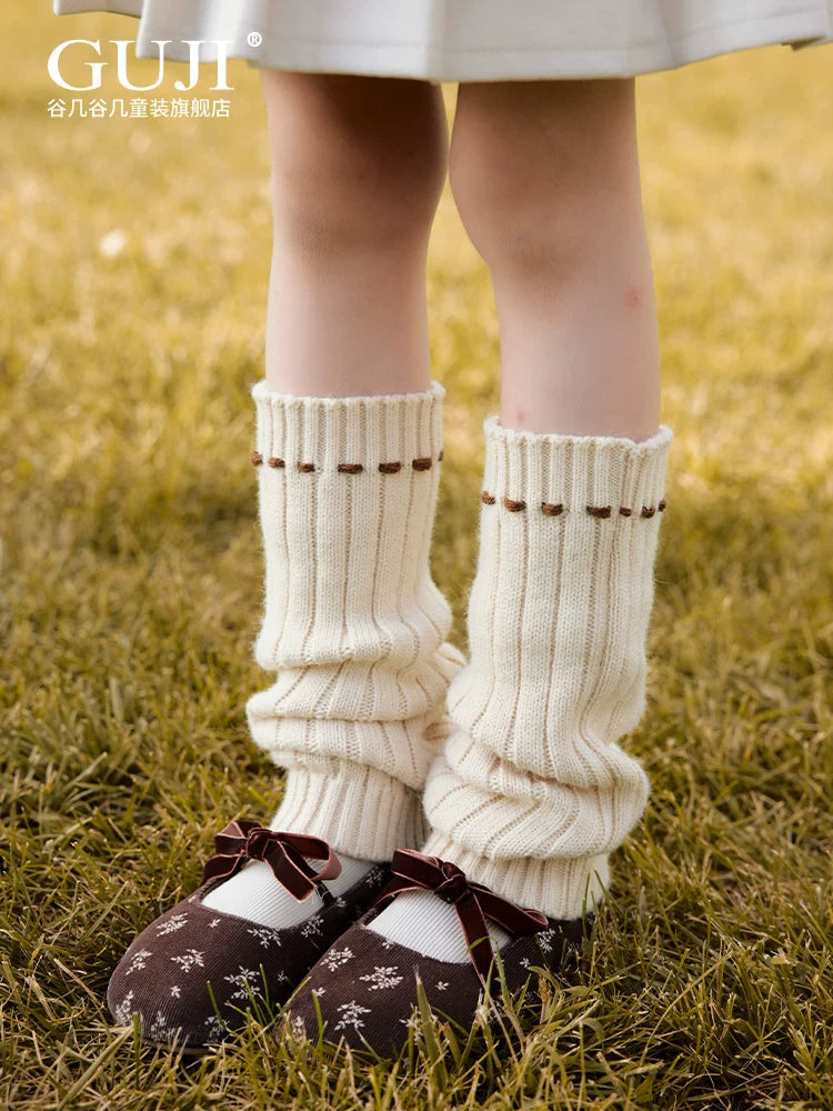 Girls Ribbed Knit Leg Warmers - Solid Sock Covers, 2-14Y