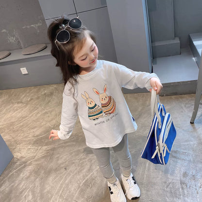 Girls Long-Sleeve Base Layer Top - Soft Korean Basic Tee