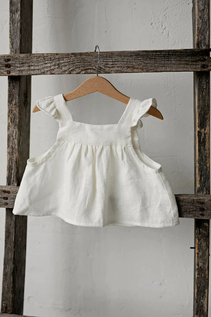 Girls Pure Linen Cami Top - Big-Alice Embroidered Vest
