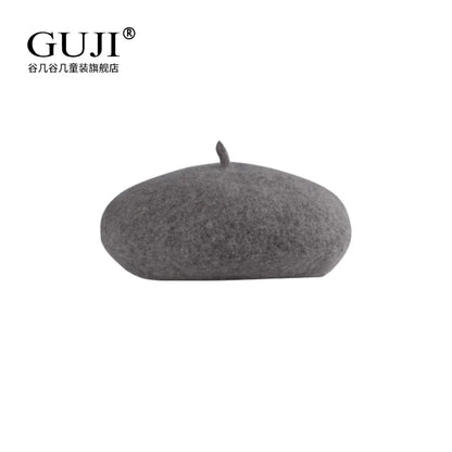 Girls Beret Hat - Wool / Pearl / Knit Artist Cap, 2 Sizes