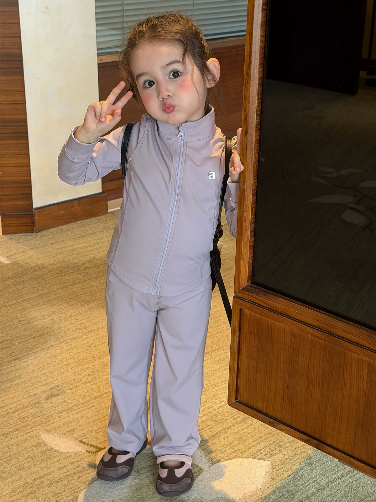 Girls Zip Cardigan Yoga Set - Comfy Korean Activewear Two-Piece