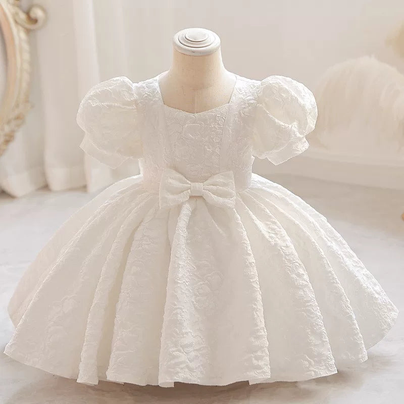 Puff Sleeve Bow Princess Dress - Floral Party Dress