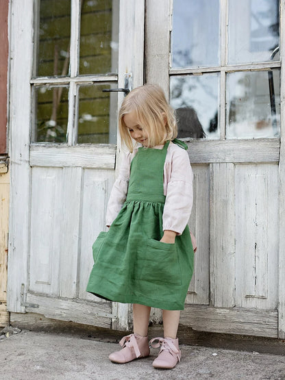 Linen Pinafore Dress - Original Apron-Style Embroidered Jumper
