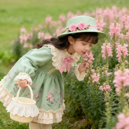 Girls Court-Style Lolita Dress - Sweet Green Birthday Puffy Gala Gown