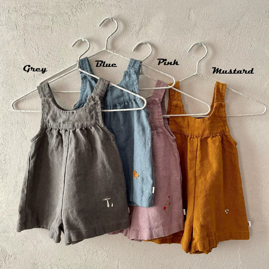 Baby Linen Overalls Shorts - Thickened Autumn-Winter Dungarees