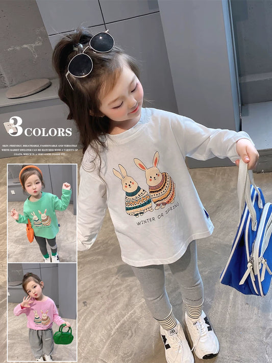 Girls Long-Sleeve Base Layer Top - Soft Korean Basic Tee
