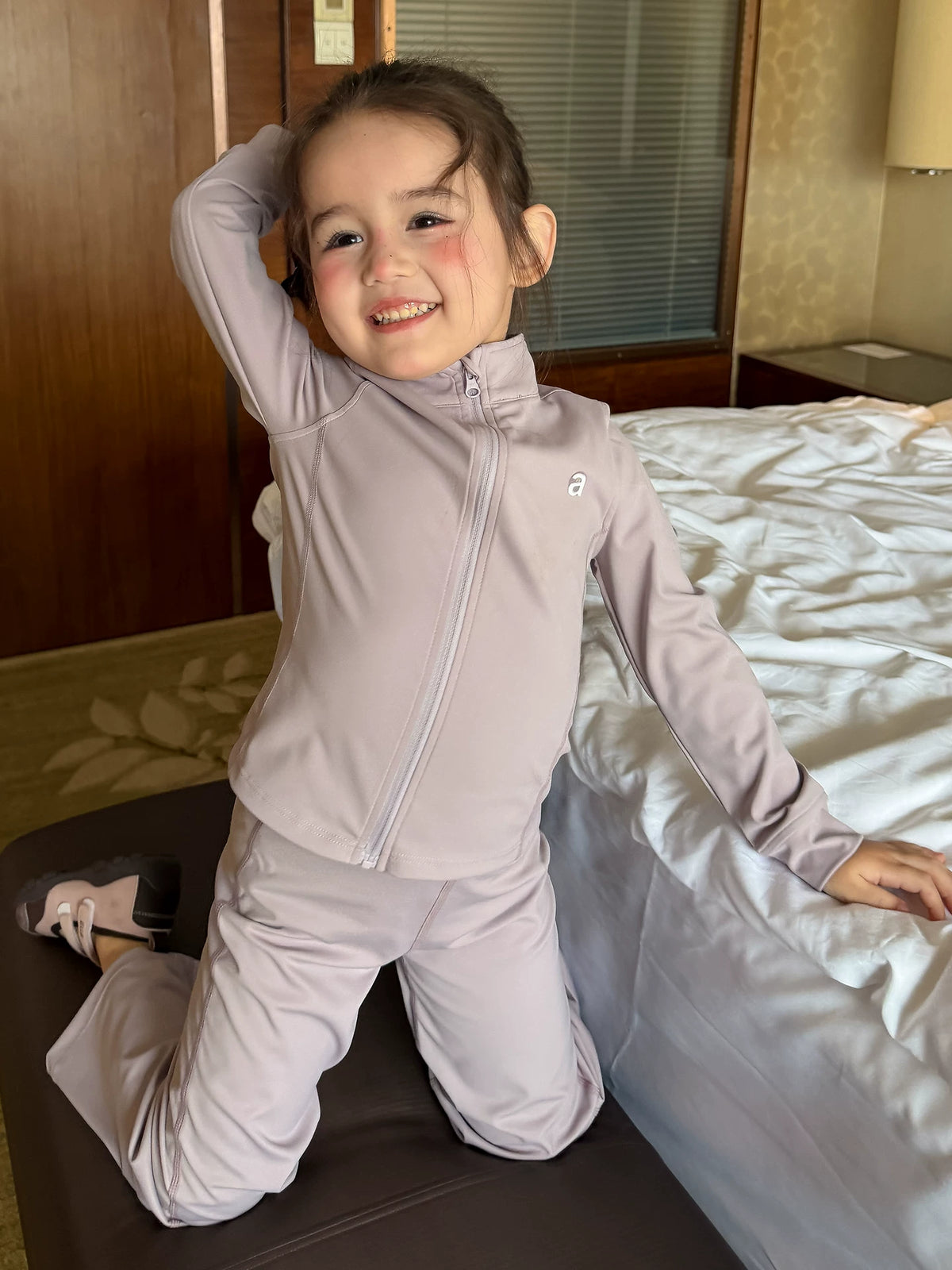 Girls Zip Cardigan Yoga Set - Comfy Korean Activewear Two-Piece