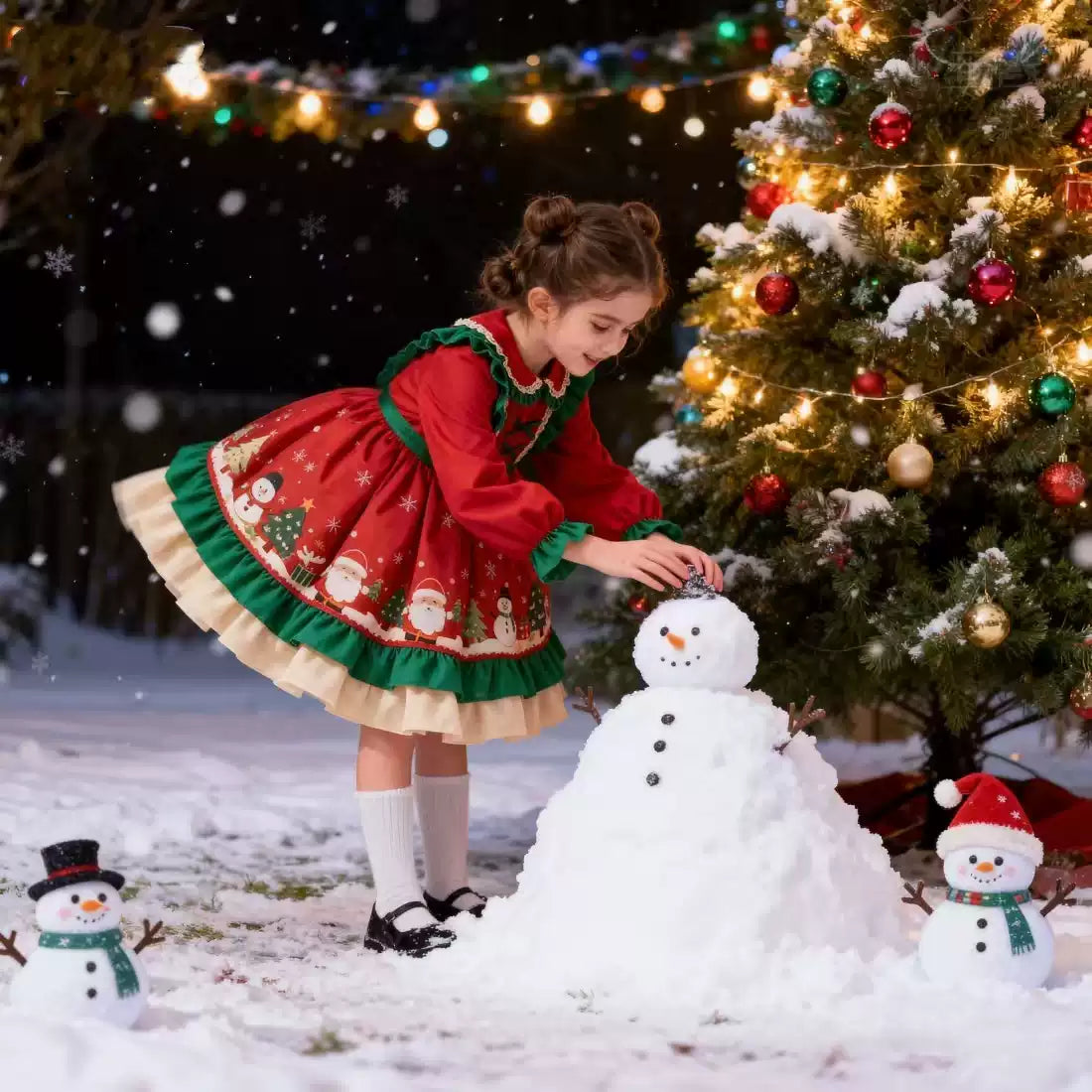 Girls Christmas-Red Lolita Dress - Festive Birthday Princess Gown